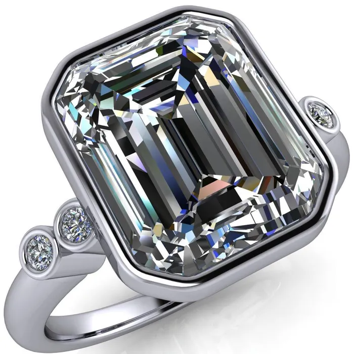 Rings Fire Brilliance Amelie Emerald Center Stone Full Bezel Engagement Ring