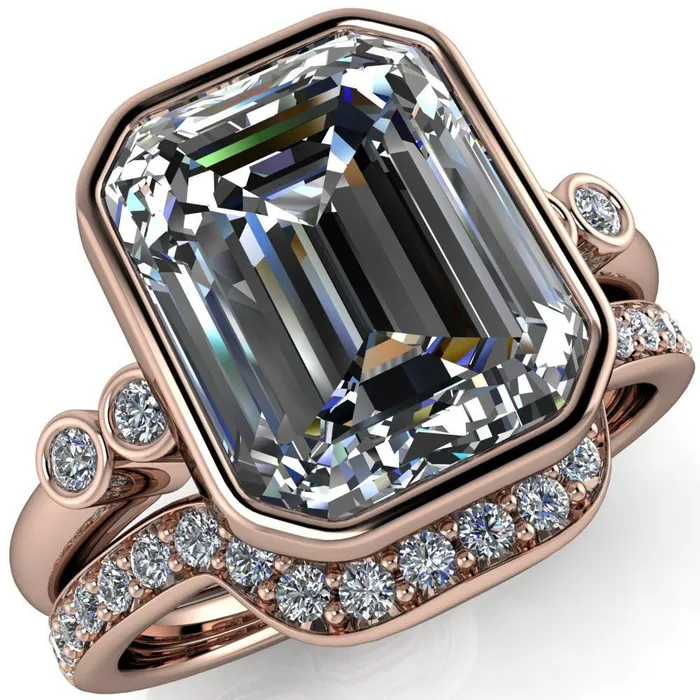 Rings Fire Brilliance Amelie Emerald Center Stone Full Bezel Engagement Ring