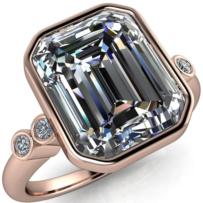 Rings Fire Brilliance Amelie Emerald Center Stone Full Bezel Engagement Ring