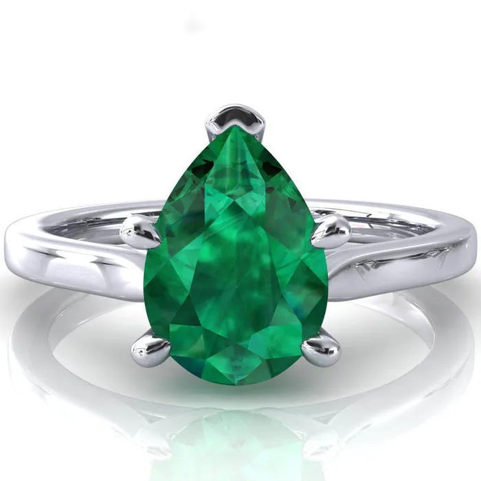 Rings Fire Brilliance Darci Pear Emerald 5 Prong Cathedral Solitaire Engagement Ring Rings Fire Brilliance Darci Pear Emerald 5 Prong Cathedral Solitaire Engagement Ring