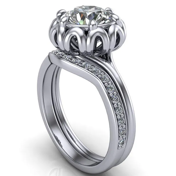 Rings Fire Brilliance Esther Round Center Stone Princess Jewels Bezel Set Ring