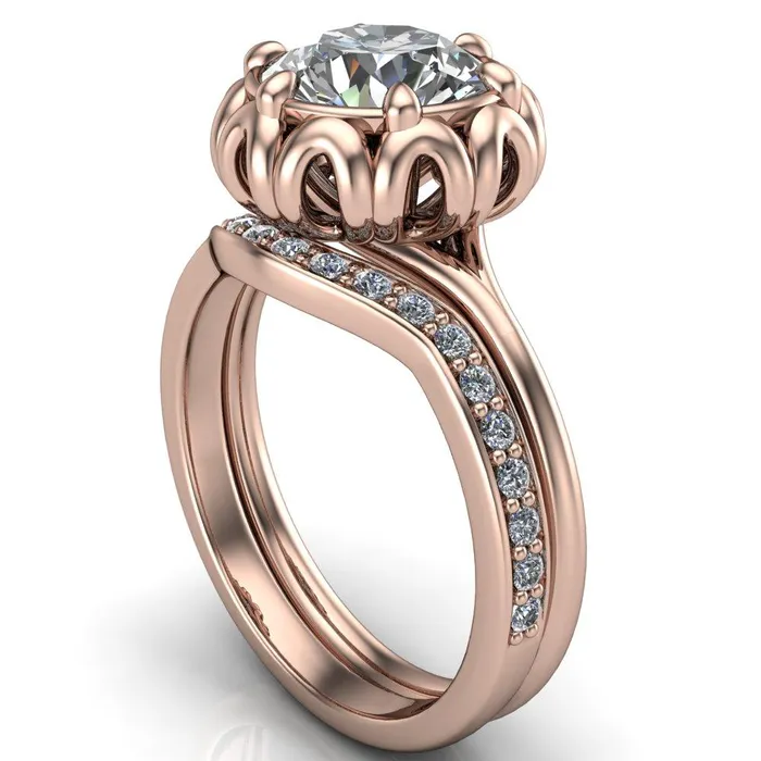 Rings Fire Brilliance Esther Round Center Stone Princess Jewels Bezel Set Ring