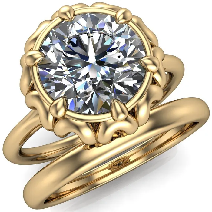 Rings Fire Brilliance Esther Round Center Stone Princess Jewels Bezel Set Ring