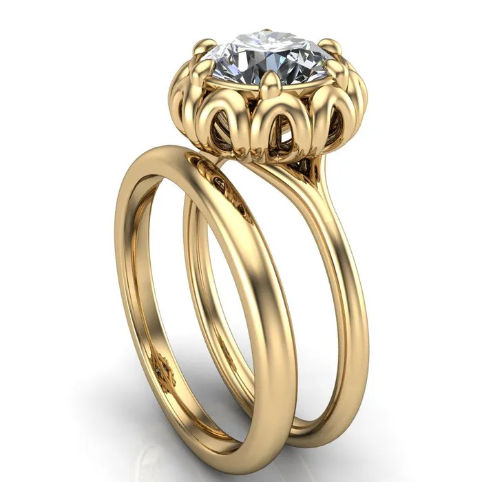 Rings Fire Brilliance Esther Round Center Stone Princess Jewels Bezel Set Ring