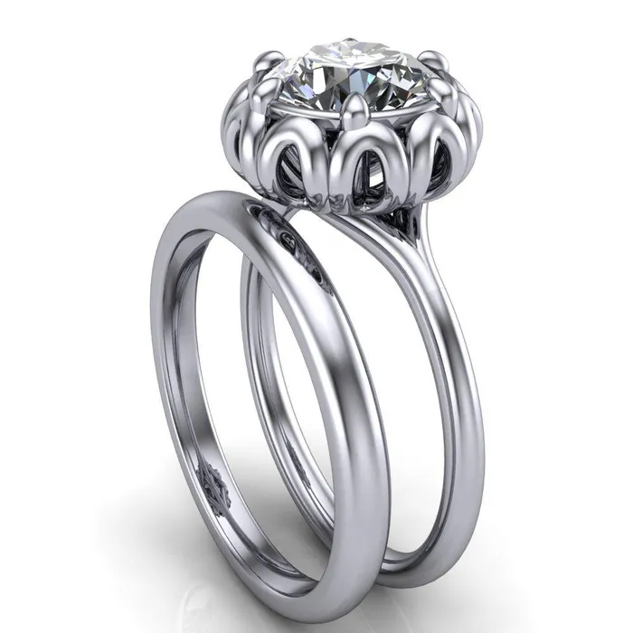 Rings Fire Brilliance Esther Round Center Stone Princess Jewels Bezel Set Ring