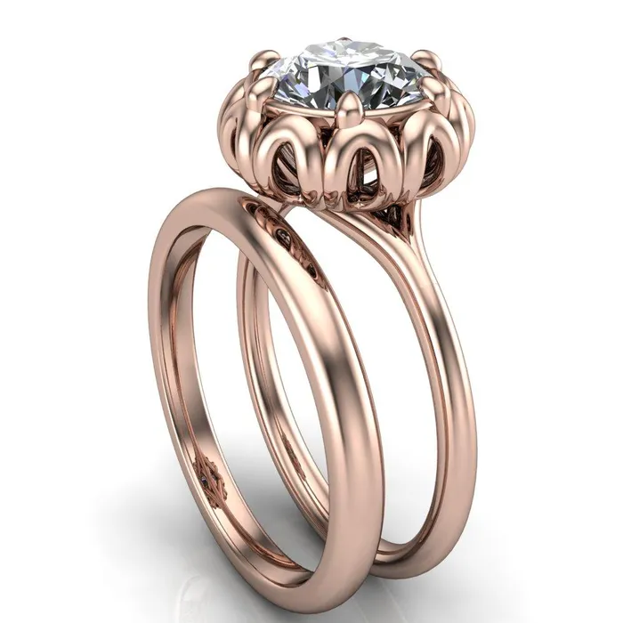 Rings Fire Brilliance Esther Round Center Stone Princess Jewels Bezel Set Ring