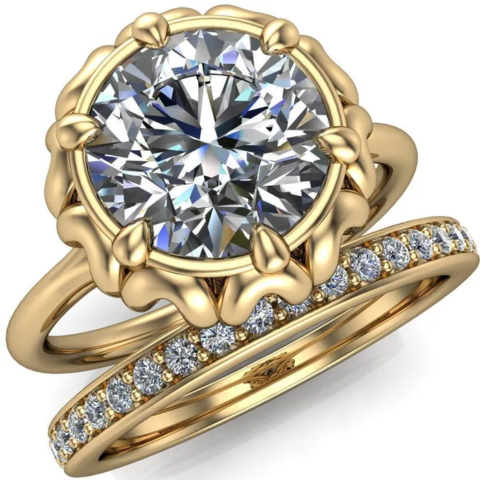 Rings Fire Brilliance Esther Round Center Stone Princess Jewels Bezel Set Ring