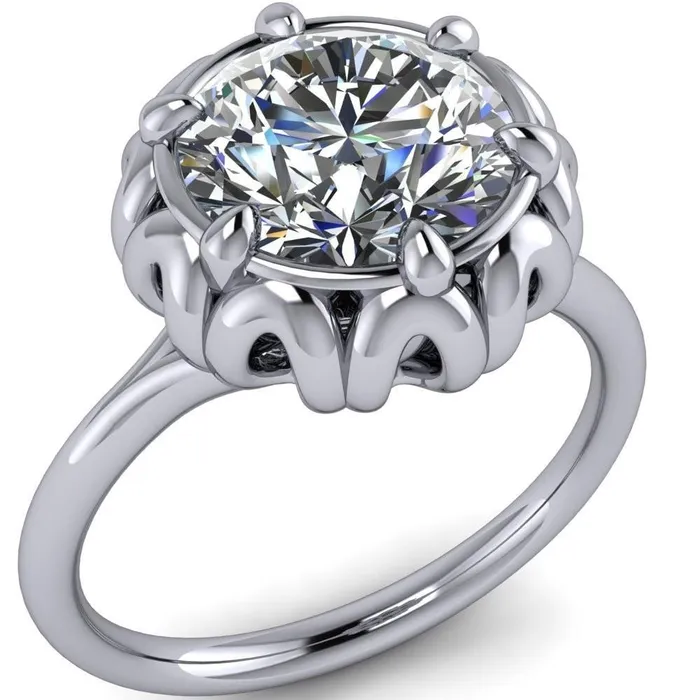 Rings Fire Brilliance Esther Round Center Stone Princess Jewels Bezel Set Ring