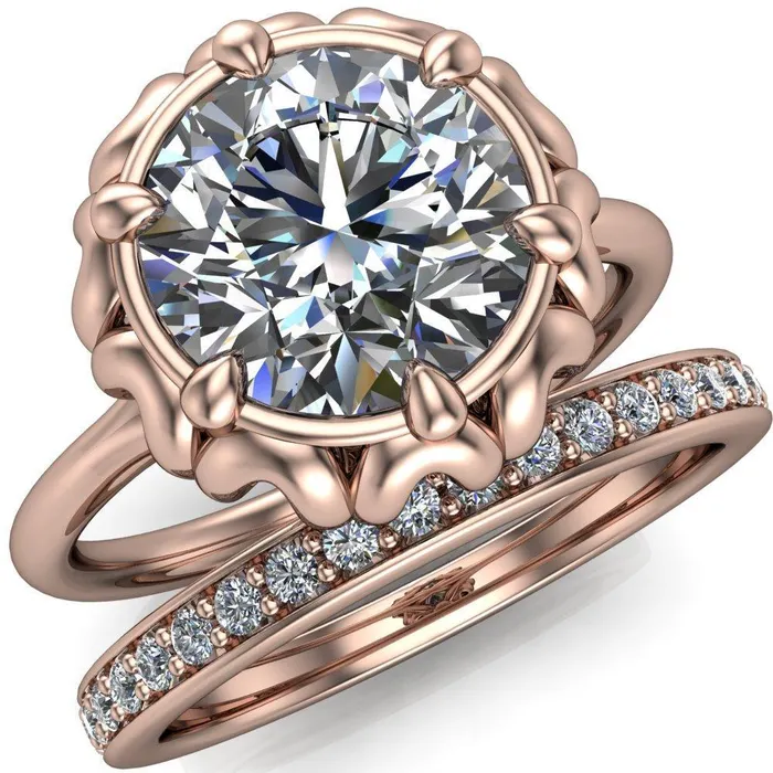 Rings Fire Brilliance Esther Round Center Stone Princess Jewels Bezel Set Ring