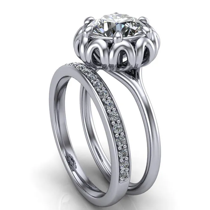 Rings Fire Brilliance Esther Round Center Stone Princess Jewels Bezel Set Ring