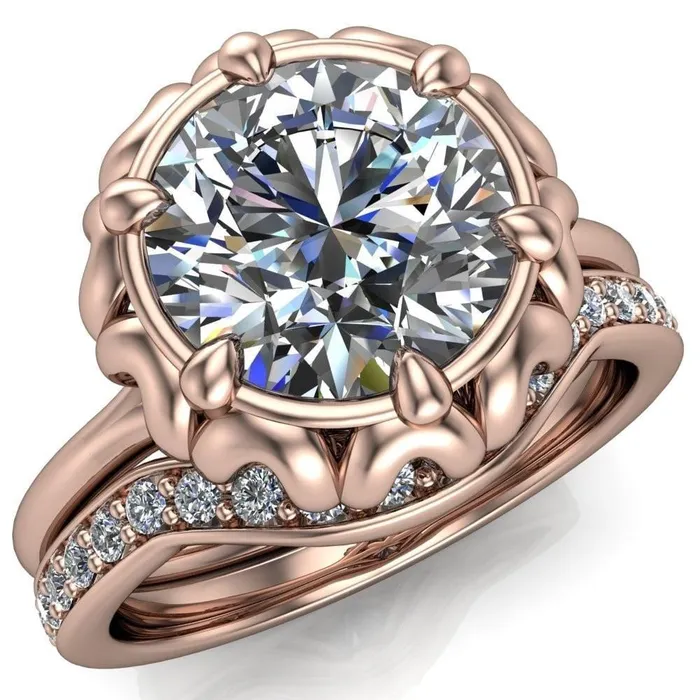 Rings Fire Brilliance Esther Round Center Stone Princess Jewels Bezel Set Ring