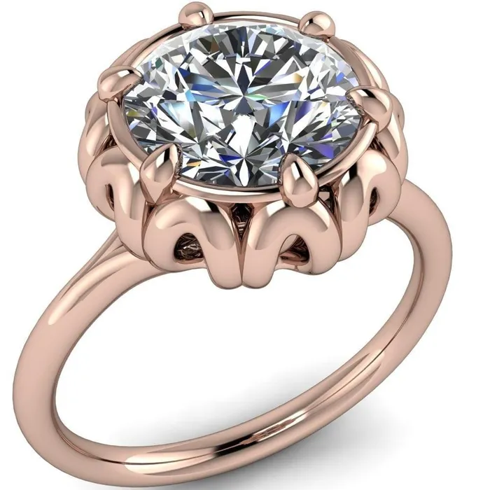 Rings Fire Brilliance Esther Round Center Stone Princess Jewels Bezel Set Ring