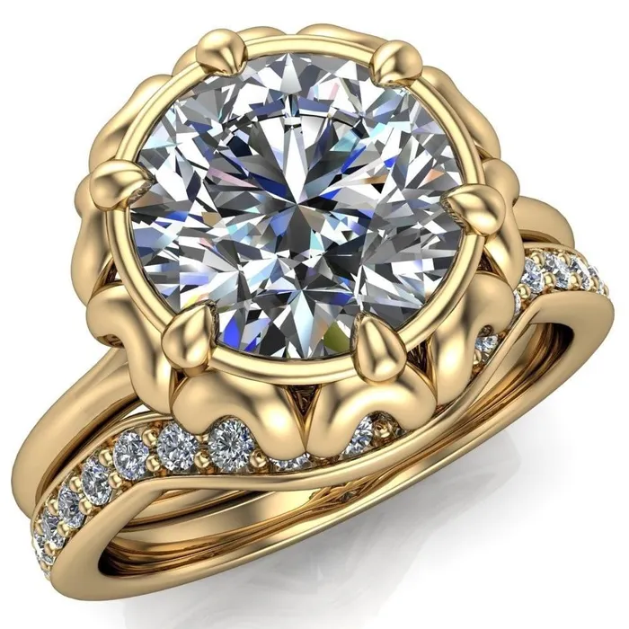 Rings Fire Brilliance Esther Round Center Stone Princess Jewels Bezel Set Ring