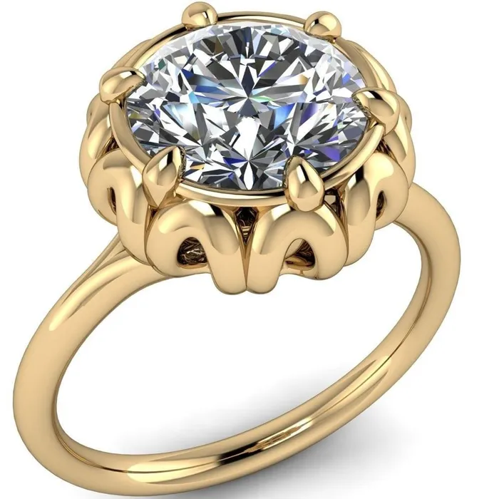 Rings Fire Brilliance Esther Round Center Stone Princess Jewels Bezel Set Ring