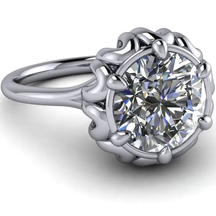 Rings Fire Brilliance Esther Round Center Stone Princess Jewels Bezel Set Ring