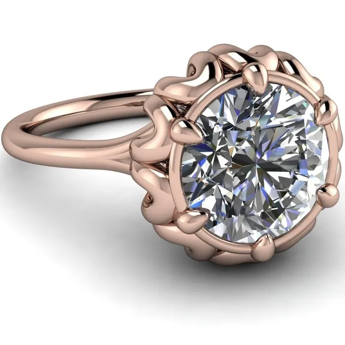 Rings Fire Brilliance Esther Round Center Stone Princess Jewels Bezel Set Ring