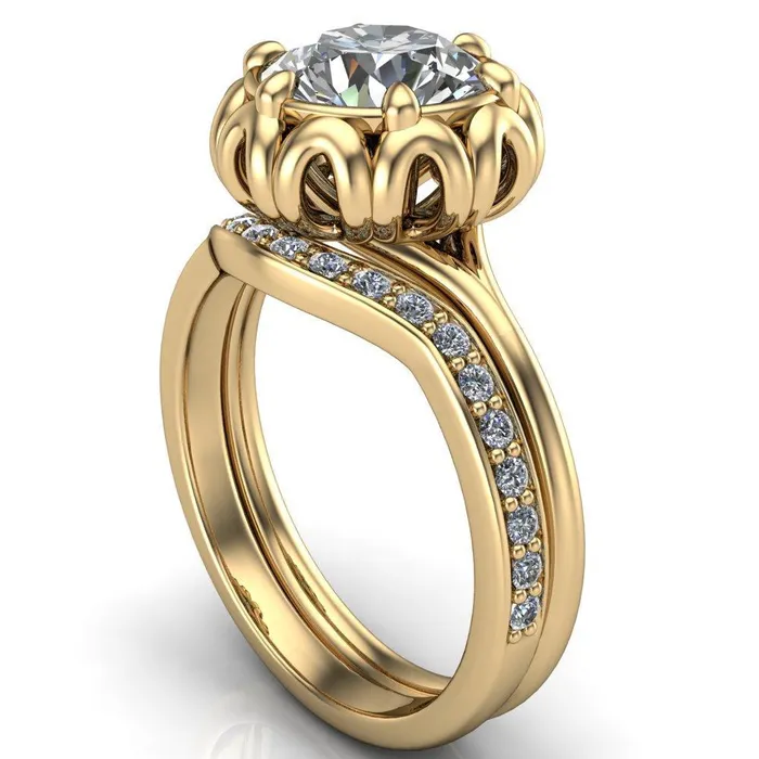 Rings Fire Brilliance Esther Round Center Stone Princess Jewels Bezel Set Ring