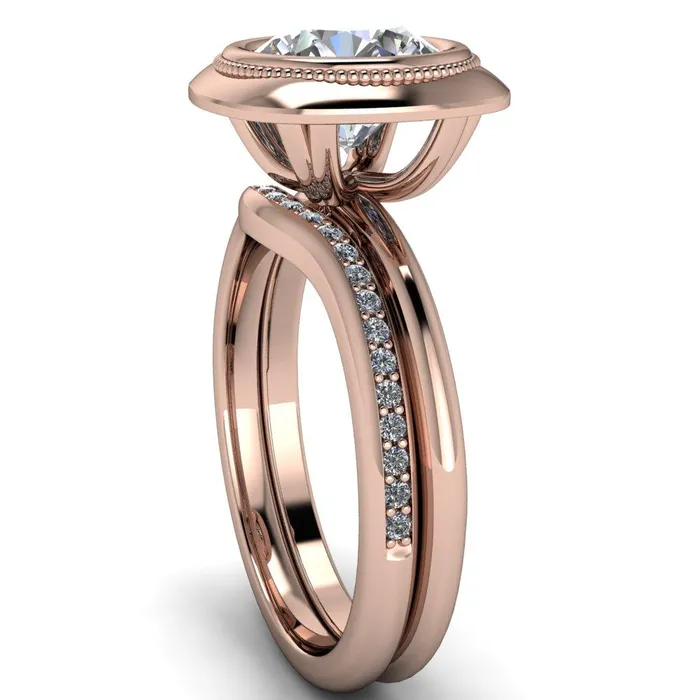Rings Fire Brilliance Fiona Round Center Stone Vintage Cushion Shaped Bezel Set Fiona Ring