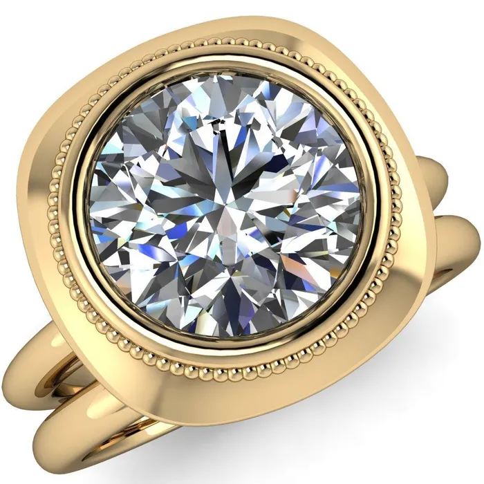 Rings Fire Brilliance Fiona Round Center Stone Vintage Cushion Shaped Bezel Set Fiona Ring