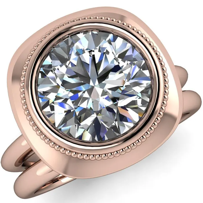 Rings Fire Brilliance Fiona Round Center Stone Vintage Cushion Shaped Bezel Set Fiona Ring