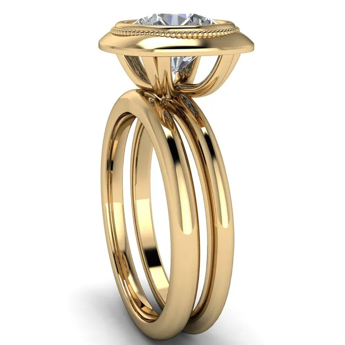 Rings Fire Brilliance Fiona Round Center Stone Vintage Cushion Shaped Bezel Set Fiona Ring