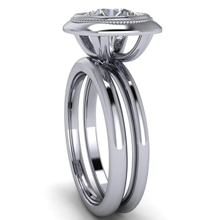 Rings Fire Brilliance Fiona Round Center Stone Vintage Cushion Shaped Bezel Set Fiona Ring