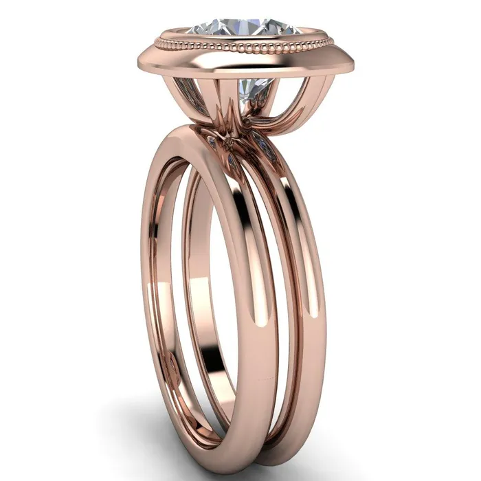 Rings Fire Brilliance Fiona Round Center Stone Vintage Cushion Shaped Bezel Set Fiona Ring