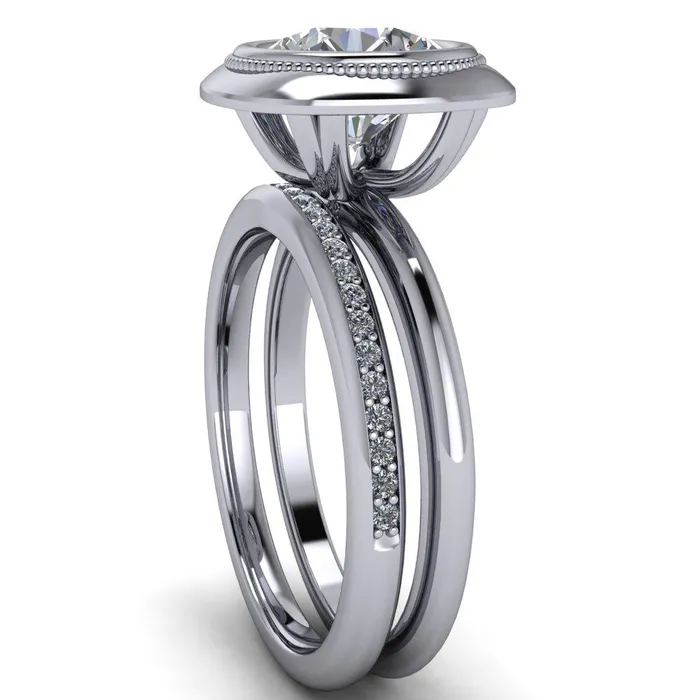 Rings Fire Brilliance Fiona Round Center Stone Vintage Cushion Shaped Bezel Set Fiona Ring