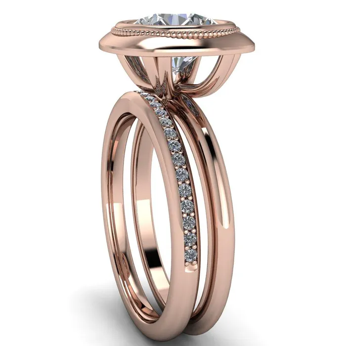 Rings Fire Brilliance Fiona Round Center Stone Vintage Cushion Shaped Bezel Set Fiona Ring