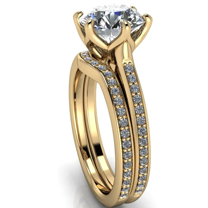 Rings Fire Brilliance Keller Round Center Stone 6 Prong Diamond Channel Ring
