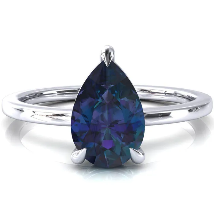 Rings Fire Brilliance Lyla Pear Alexandrite 4 Claw Prong Single Rail Solitaire Ring Rings Fire Brilliance Lyla Pear Alexandrite 4 Claw Prong Single Rail Solitaire Ring