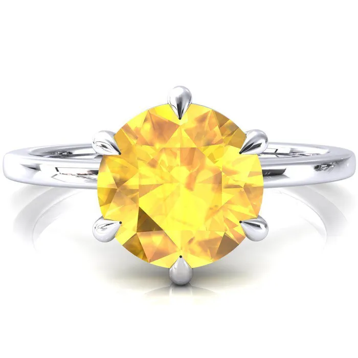 Rings Fire Brilliance Lyla Round Yellow Sapphire 6 Claw Prong Single Rail Solitaire Ring Rings Fire Brilliance Lyla Round Yellow Sapphire 6 Claw Prong Single Rail Solitaire Ring