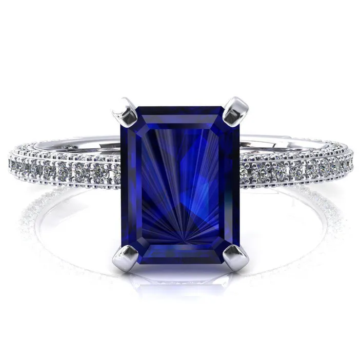 Rings Fire Brilliance Mariyah Emerald Blue Sapphire 4 Prong 34 Eternity 3 Sided Diamond Shank Engagement Ring Rings Fire Brilliance Mariyah Emerald Blue Sapphire 4 Prong 34 Eternity 3 Sided Diamond Shank Engagement Ring