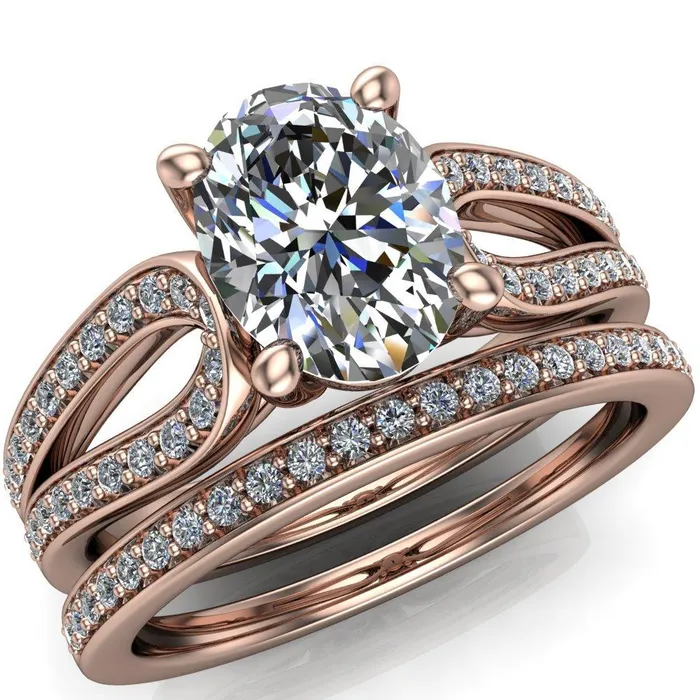 Rings Fire Brilliance Masquera Oval Center Stone Side Loop 4 Prong Ring