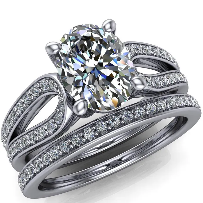 Rings Fire Brilliance Masquera Oval Center Stone Side Loop 4 Prong Ring