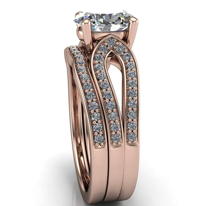 Rings Fire Brilliance Masquera Oval Center Stone Side Loop 4 Prong Ring