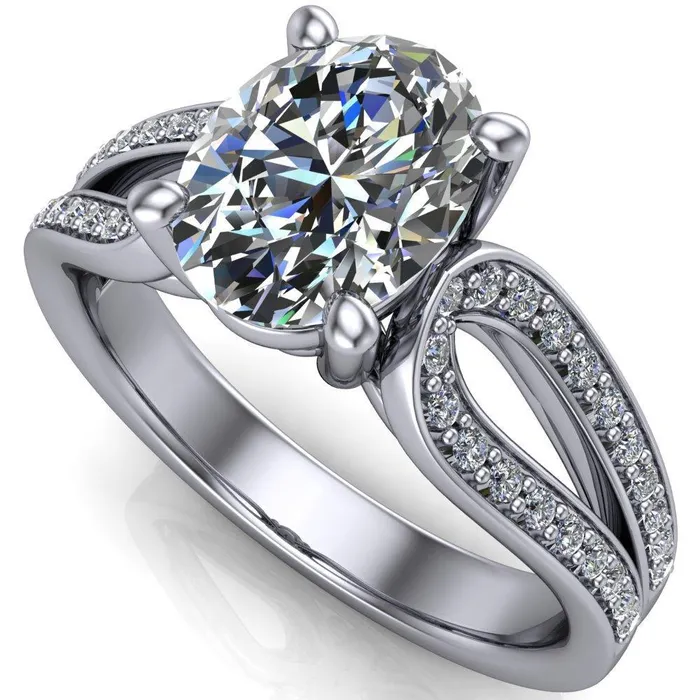 Rings Fire Brilliance Masquera Oval Center Stone Side Loop 4 Prong Ring