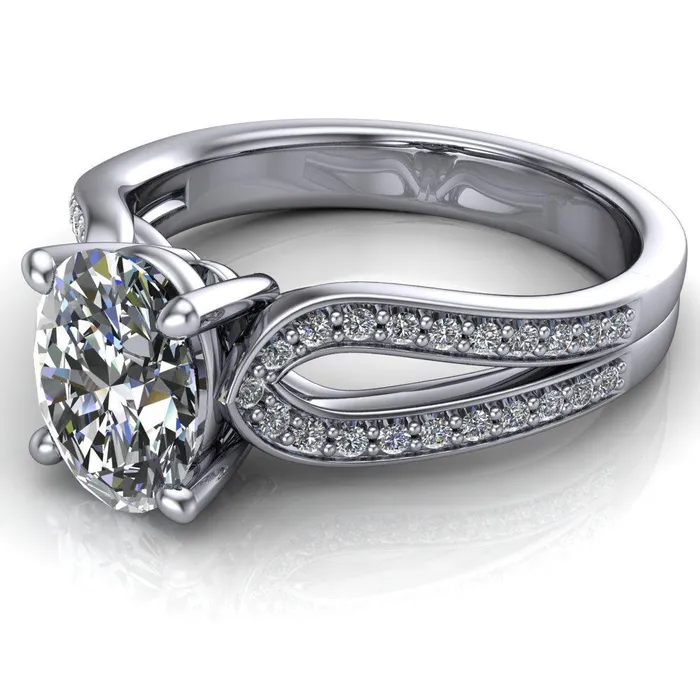 Rings Fire Brilliance Masquera Oval Center Stone Side Loop 4 Prong Ring