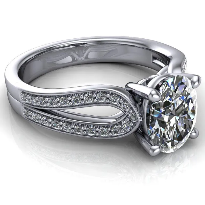 Rings Fire Brilliance Masquera Oval Center Stone Side Loop 4 Prong Ring