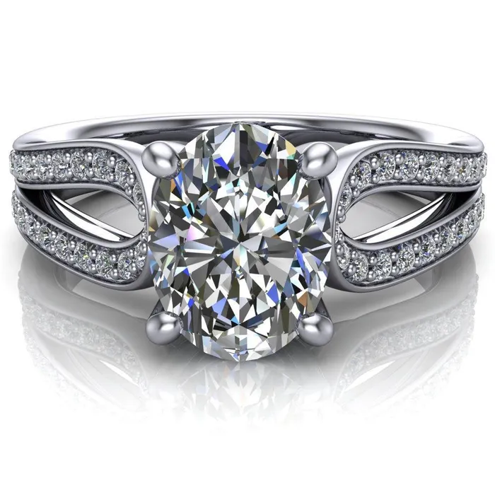 Rings Fire Brilliance Masquera Oval Center Stone Side Loop 4 Prong Ring
