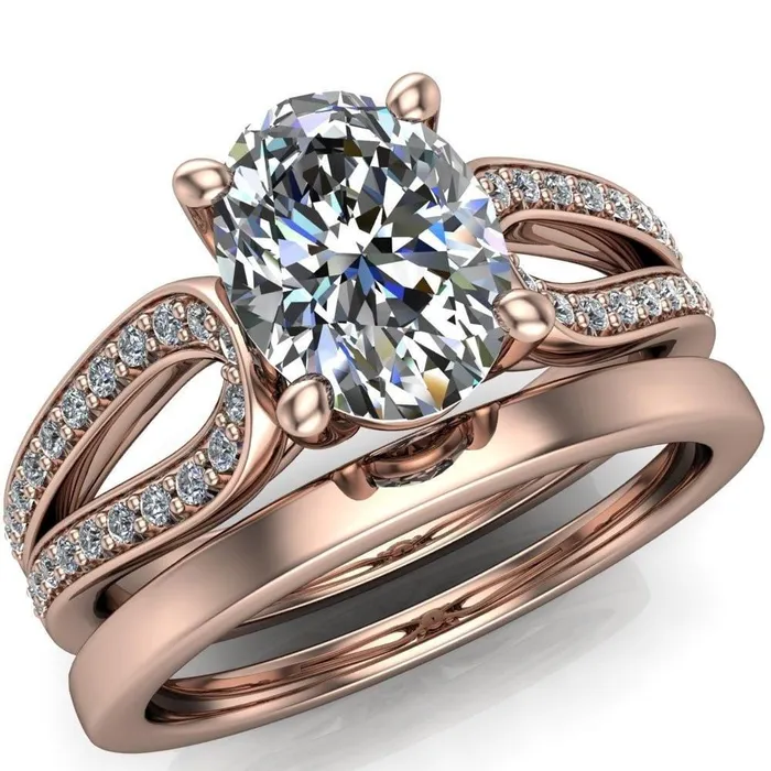 Rings Fire Brilliance Masquera Oval Center Stone Side Loop 4 Prong Ring