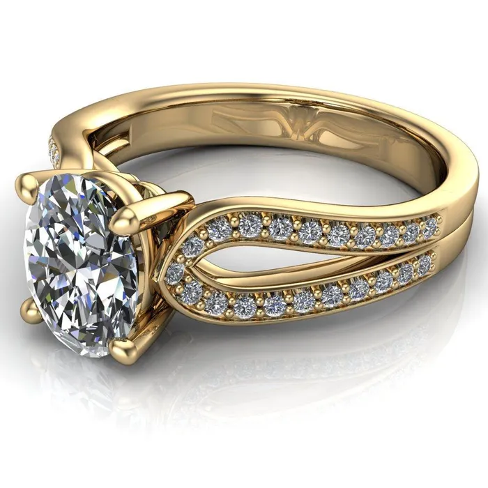 Rings Fire Brilliance Masquera Oval Center Stone Side Loop 4 Prong Ring