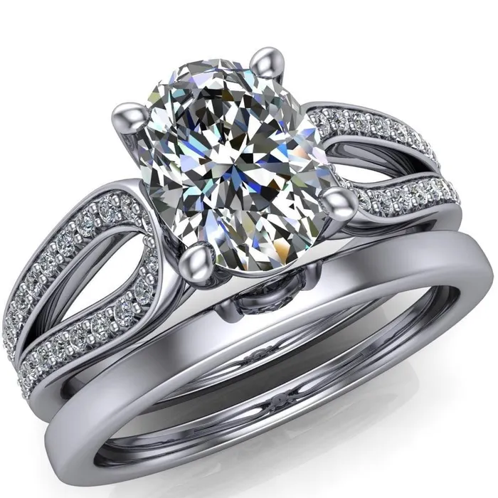 Rings Fire Brilliance Masquera Oval Center Stone Side Loop 4 Prong Ring