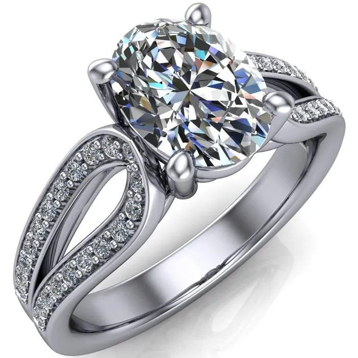 Rings Fire Brilliance Masquera Oval Center Stone Side Loop 4 Prong Ring
