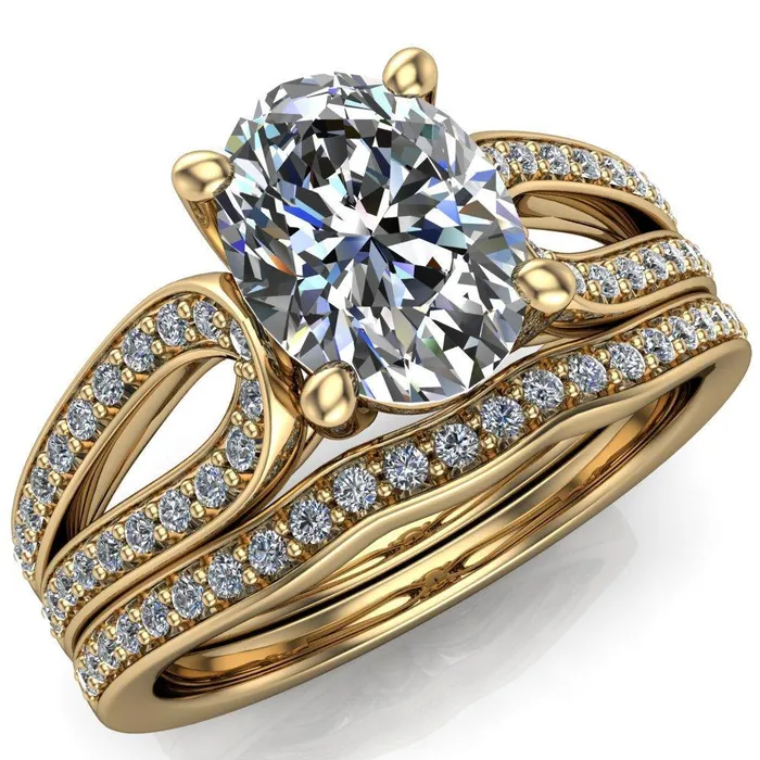 Rings Fire Brilliance Masquera Oval Center Stone Side Loop 4 Prong Ring