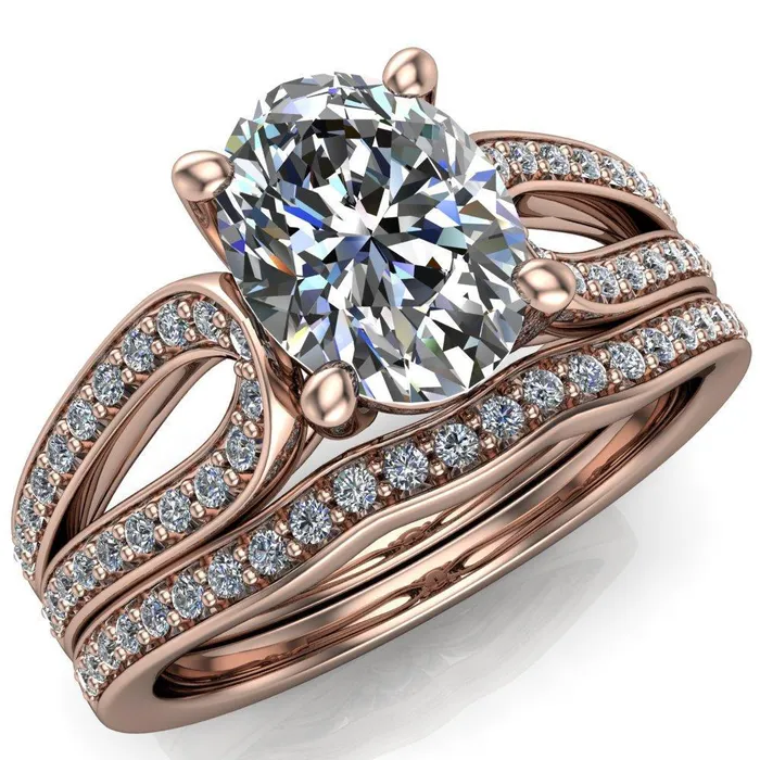 Rings Fire Brilliance Masquera Oval Center Stone Side Loop 4 Prong Ring