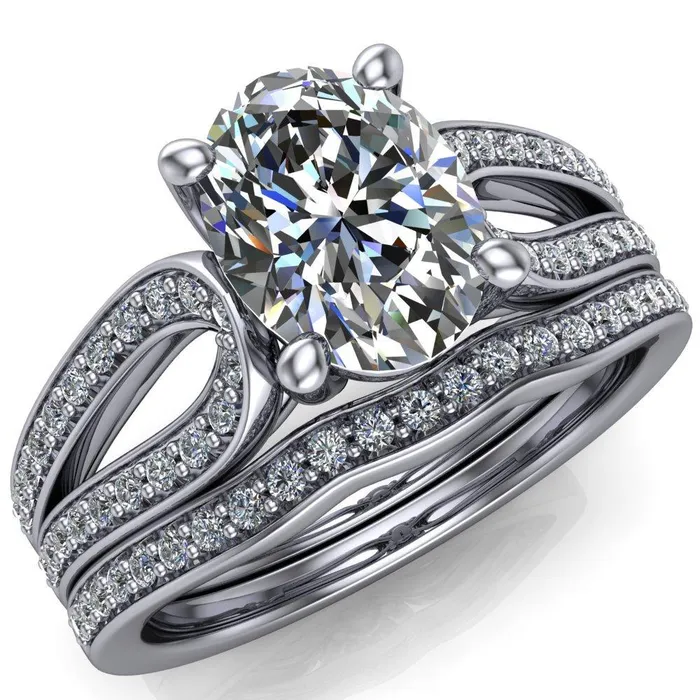 Rings Fire Brilliance Masquera Oval Center Stone Side Loop 4 Prong Ring