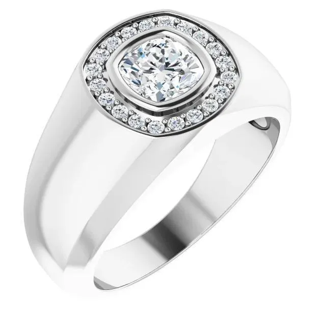 Rings Fire Brilliance Matthew Cushion Moissanite Bezel Diamond Channel Halo Ring Rings Fire Brilliance Matthew Cushion Moissanite Bezel Diamond Channel Halo Ring