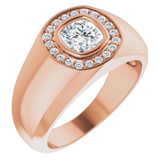 Rings Fire Brilliance Matthew Cushion Moissanite Bezel Diamond Channel Halo Ring