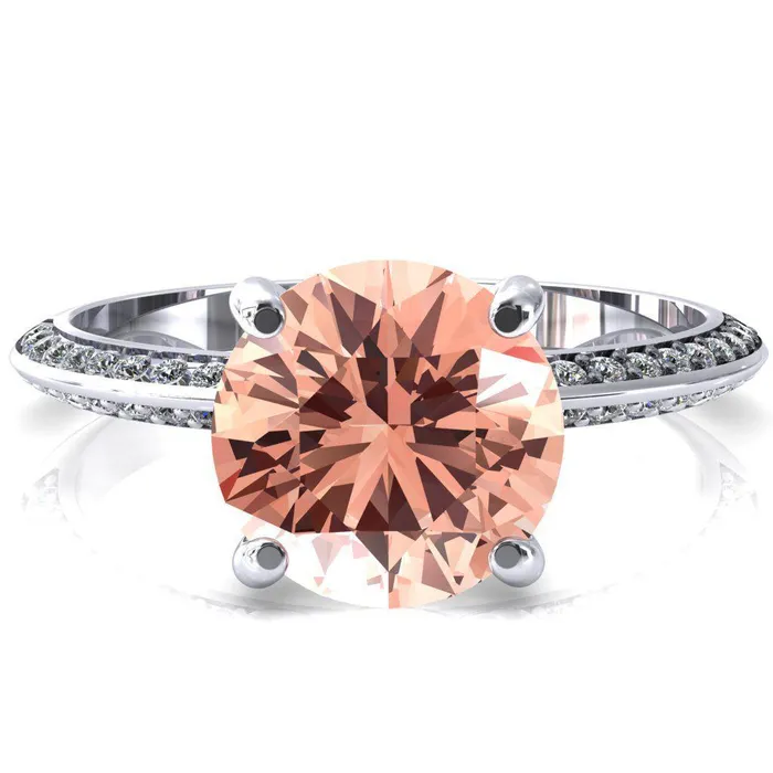 Rings Fire Brilliance Nancy Round Champagne Sapphire 4 Prong 12 Eternity Diamond Knife Shank Accent Engagement Ring Rings Fire Brilliance Nancy Round Champagne Sapphire 4 Prong 12 Eternity Diamond Knife Shank Accent Engagement Ring